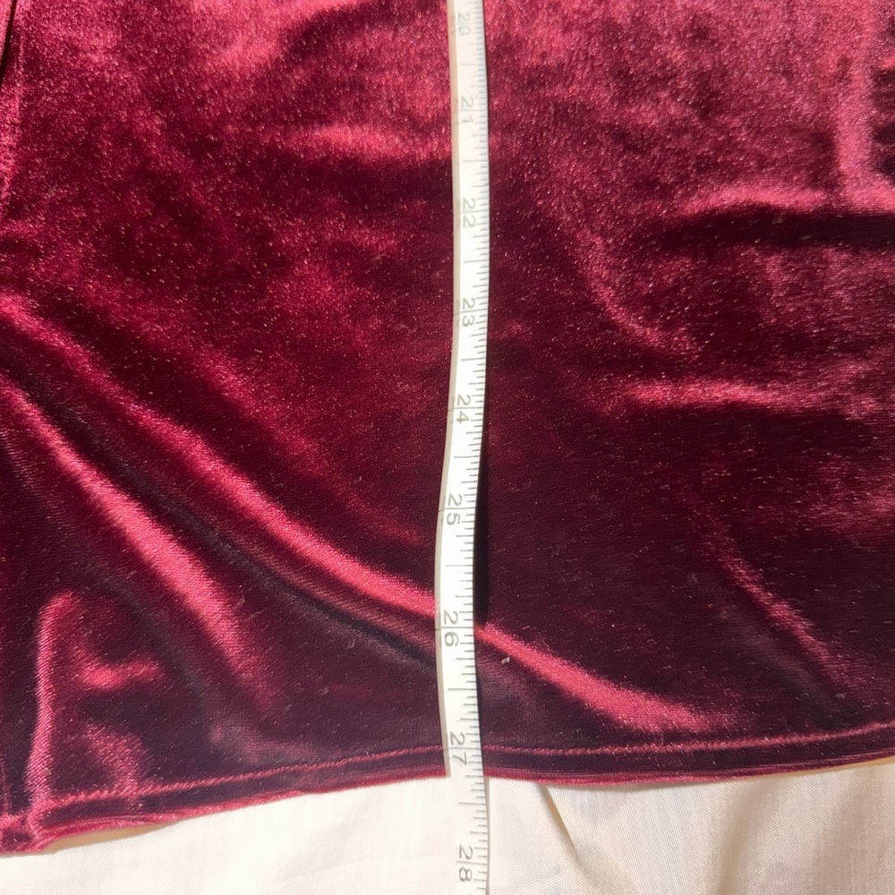 CeCe Burgundy Velvet Long Sleeve Button-Down Blouse - Size XL - Picture 6 of 9